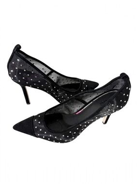 Paige Women's Silva Black Mesh Pointed Cap Toe Rhinestones Heeled Pump Size 6